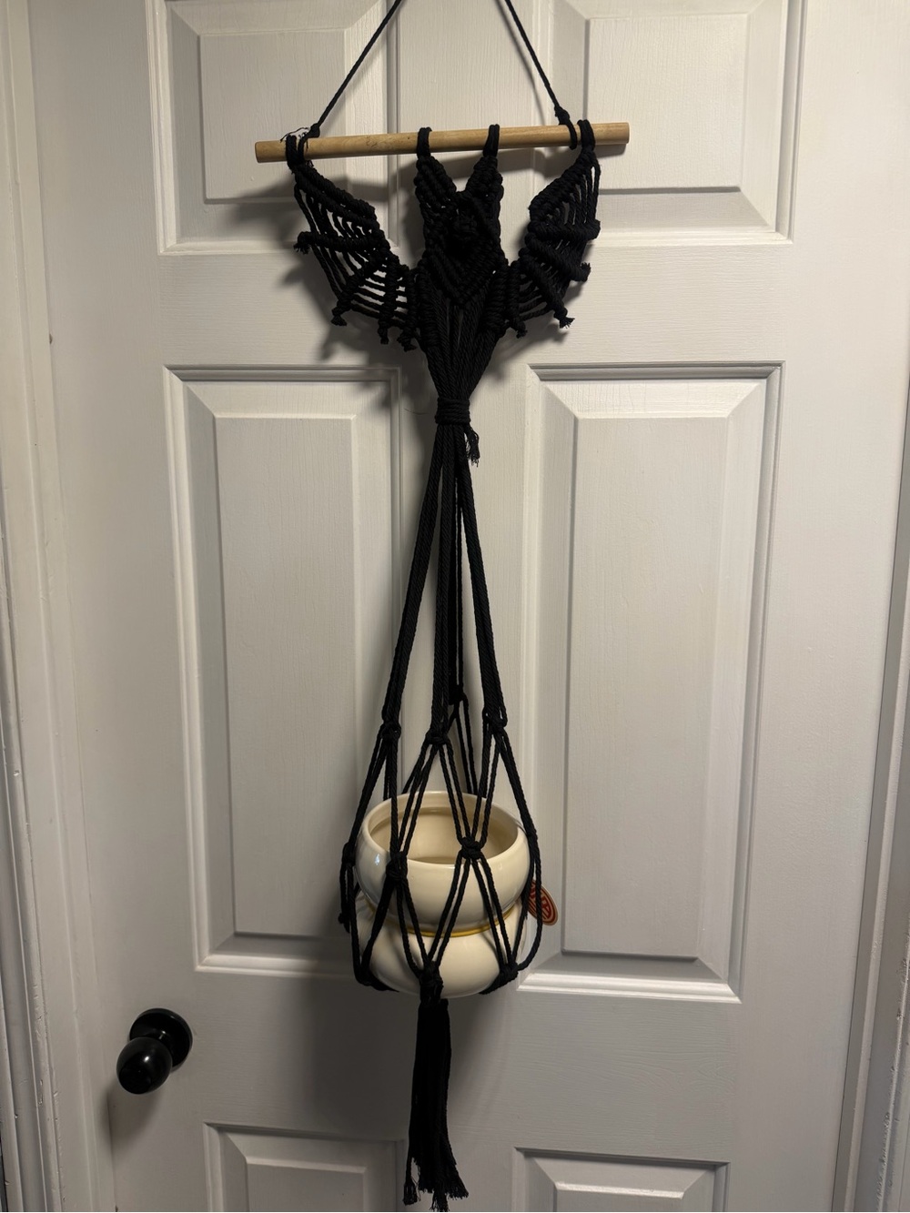 Handmade Black Macramé Hanging Plant Holder